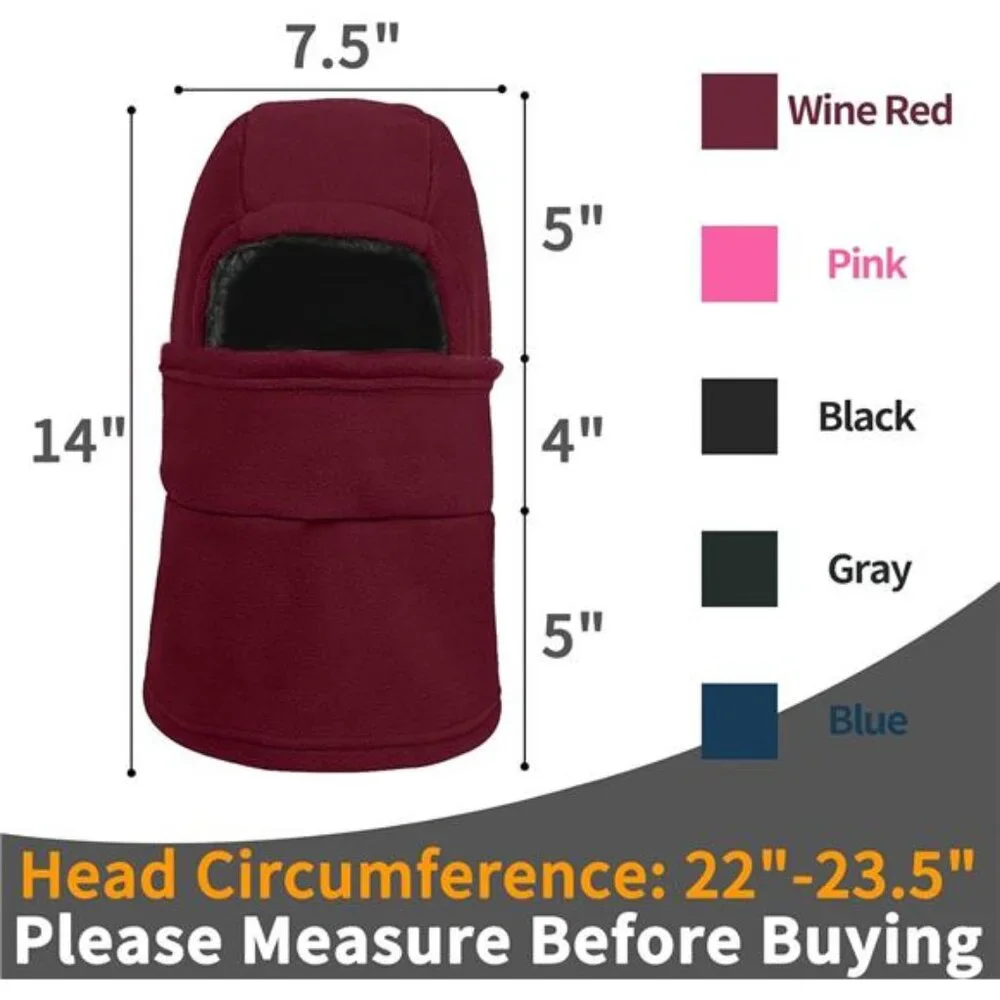 Unisex Ski Mask Sherpa Hood Winter Balaclava Windproof Hooded Scarf Neck Warmer